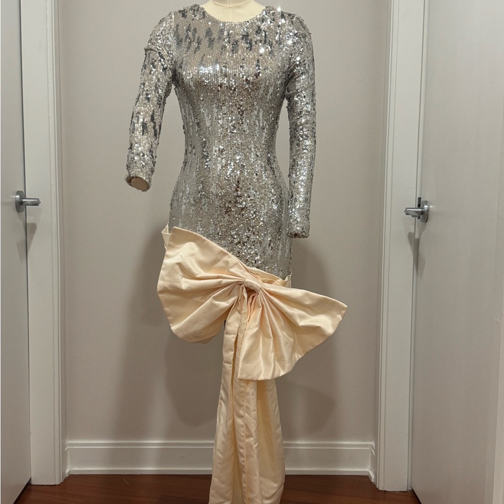 Club L London “Love Galore” Sequin Mini Dress with Oversized Bow